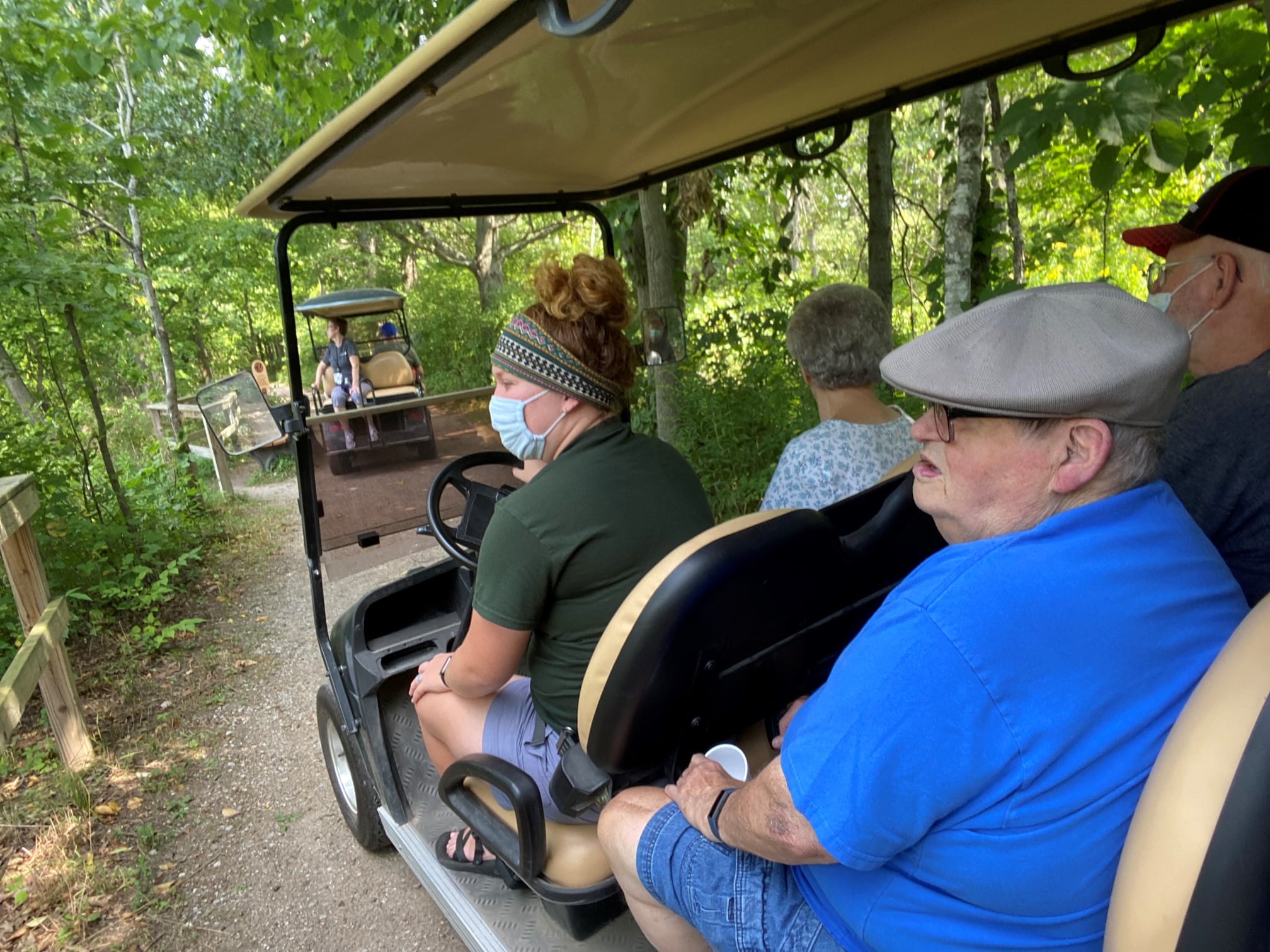 Senior Seasons clients enjoying a Golf Cart Tour at Chippewa Nature Center in Midland, MI.